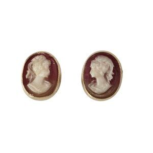 14K Yellow Gold Cameo Stud Earrings #24013